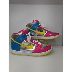 Nike iD Zoom Hi Top Silver Metallic Pink Blue Sneaker Shoes Women's 8.5 NIKEiD